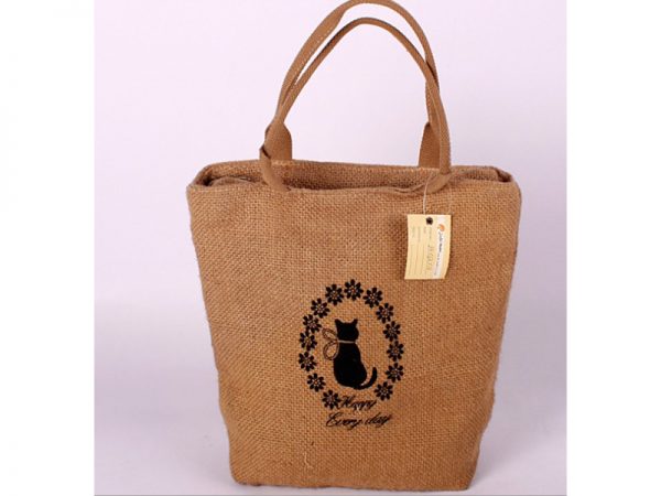 Custom degradable material, natural jute fiber shopping bag, fold-able shopping jute bag, tote bag