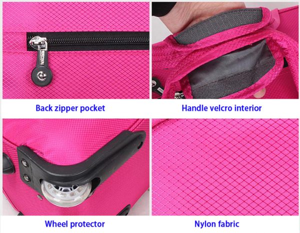 Woman carry on luggage, fashionable ladies bag on wheels sport bag trolley claret